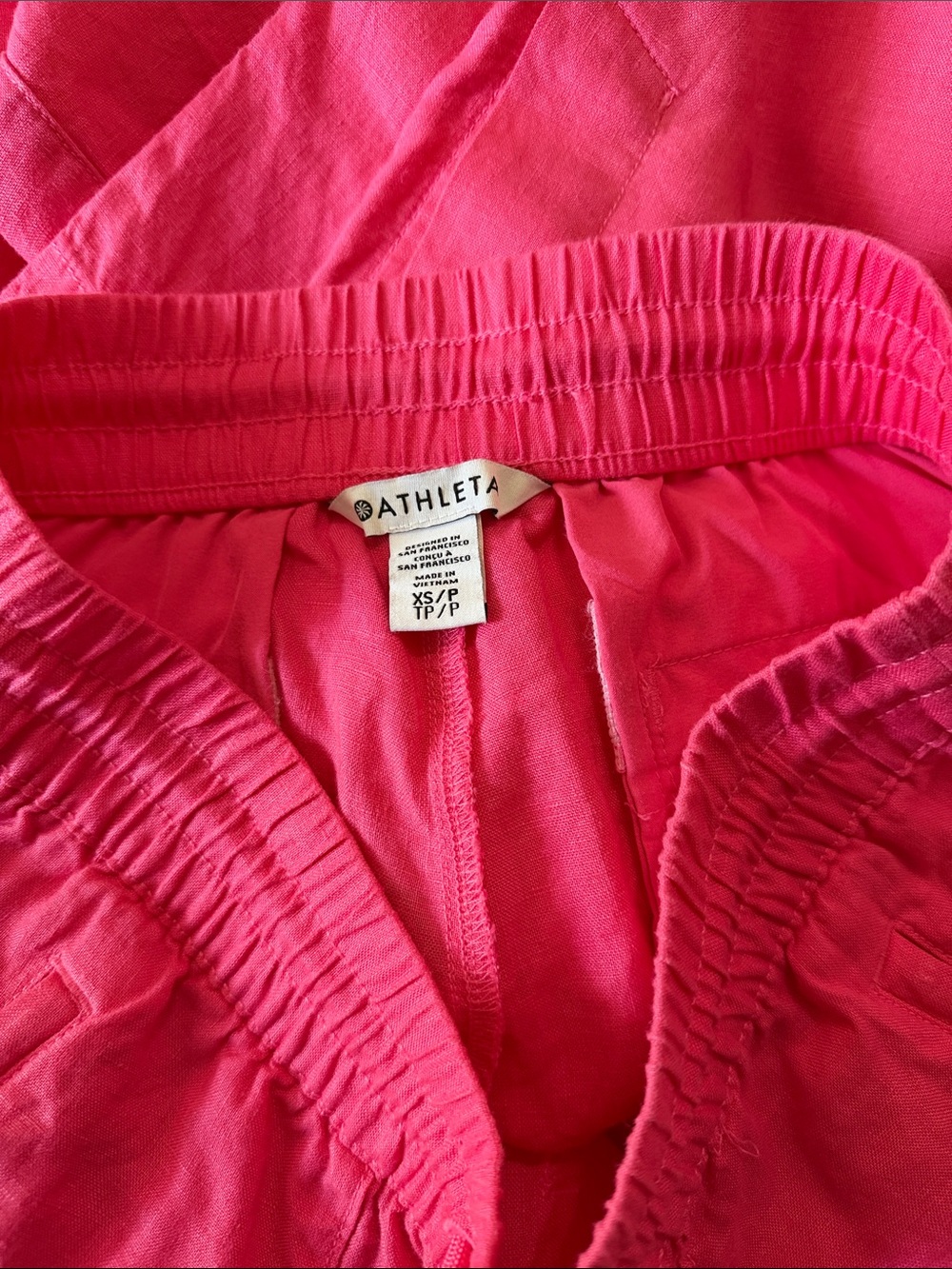 Atleta Retreat Linen Wide Leg Pant Hot Pink Size XS Pull On Split Hem - Picture 7 of 8